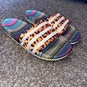 Adidas multicolor slides Womens size 8
